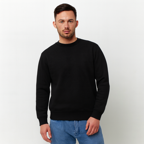 Erkek Basic Siyah Sweatshirt