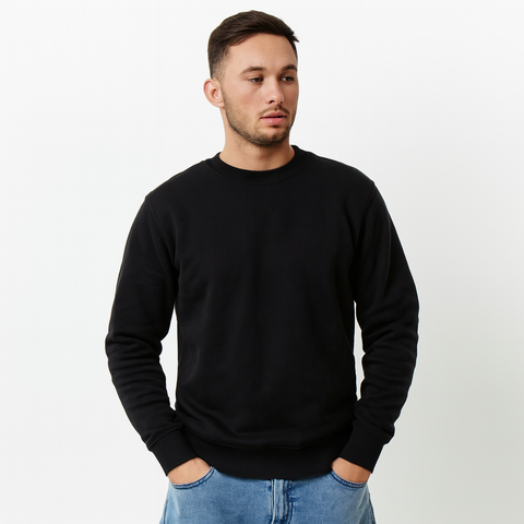 Erkek Basic Siyah Sweatshirt