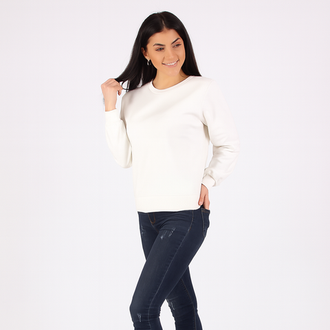 Kadın Basic Beyaz Sweatshirt