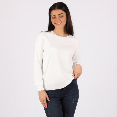 Kadın Basic Beyaz Sweatshirt