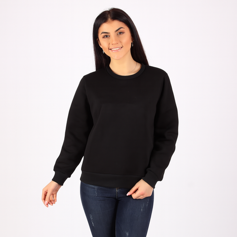 Kadın Basic Siyah Sweatshirt