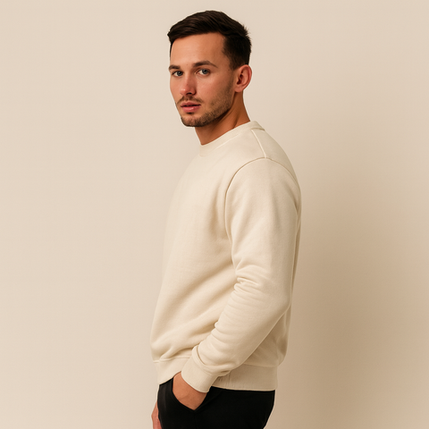 Erkek Basic Bej Sweatshirt