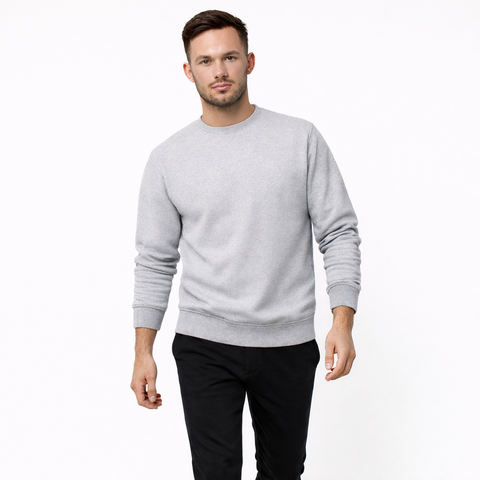 Erkek Basic Gri Sweatshirt