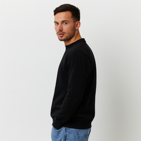Erkek Basic Siyah Sweatshirt