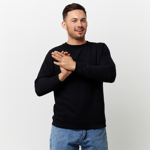 Erkek Basic Siyah Sweatshirt