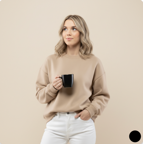 Kadın Basic Bej Sweatshirt
