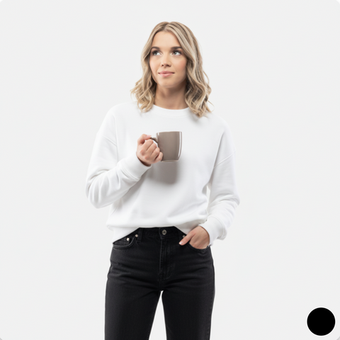 Kadın Basic Beyaz Sweatshirt