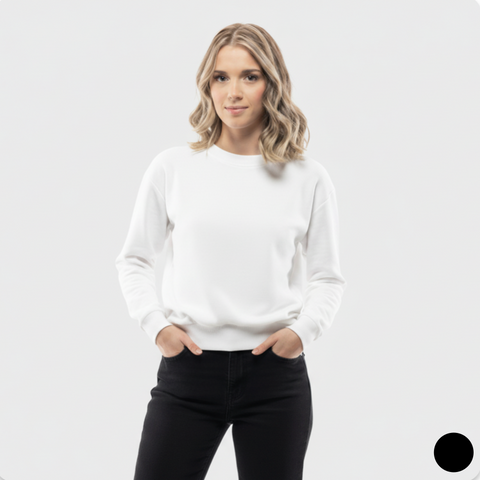 Kadın Basic Beyaz Sweatshirt