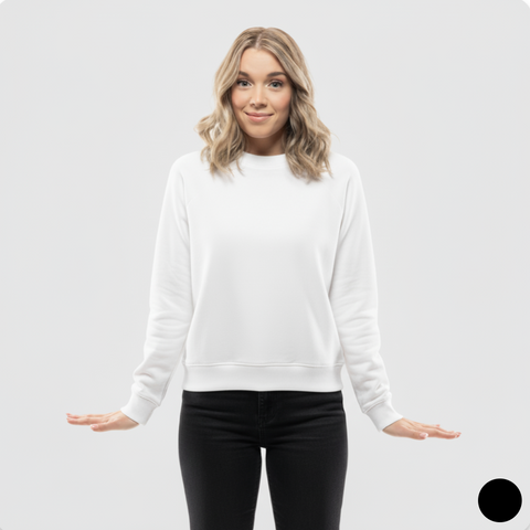 Kadın Basic Beyaz Sweatshirt
