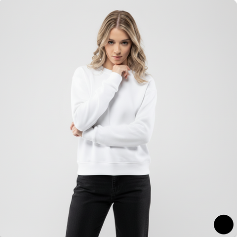 Kadın Basic Beyaz Sweatshirt