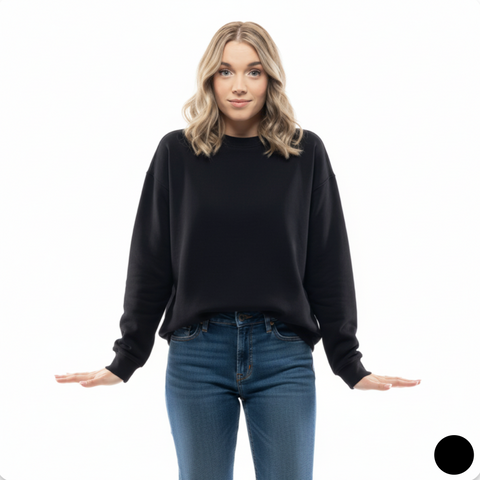 Kadın Basic Siyah Sweatshirt