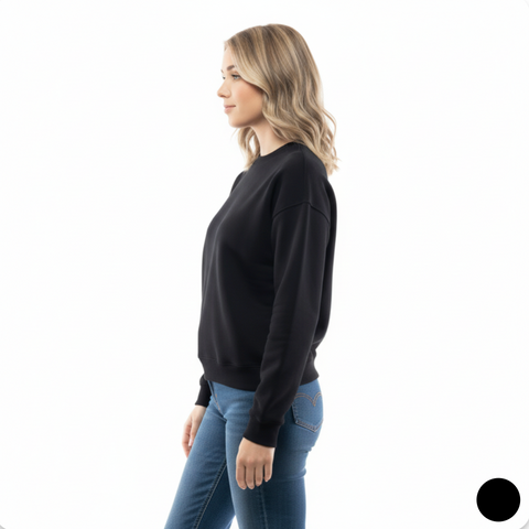 Kadın Basic Siyah Sweatshirt