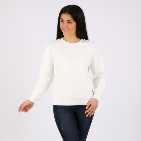 Kadın Basic Beyaz Sweatshirt