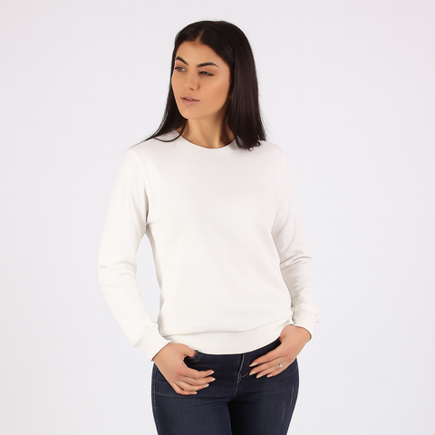 Kadın Basic Beyaz Sweatshirt