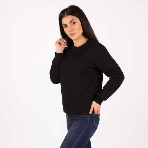 Kadın Basic Siyah Sweatshirt