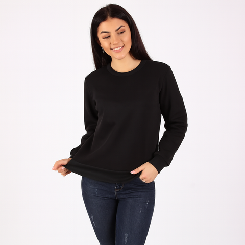 Kadın Basic Siyah Sweatshirt