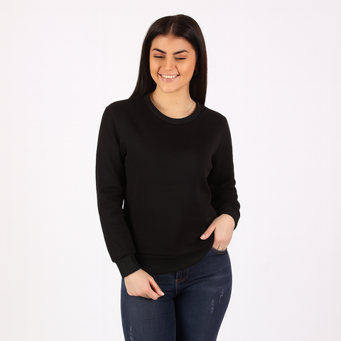 Kadın Basic Siyah Sweatshirt