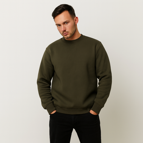 Erkek Basic Yeşil Sweatshirt