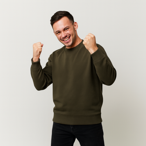 Erkek Basic Yeşil Sweatshirt