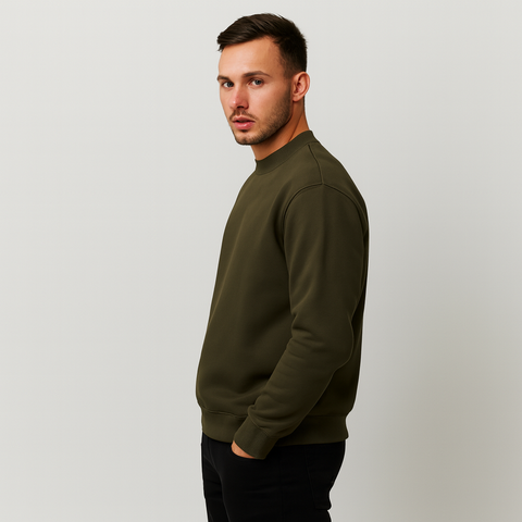 Erkek Basic Yeşil Sweatshirt