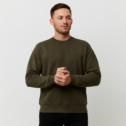 Erkek Basic Yeşil Sweatshirt