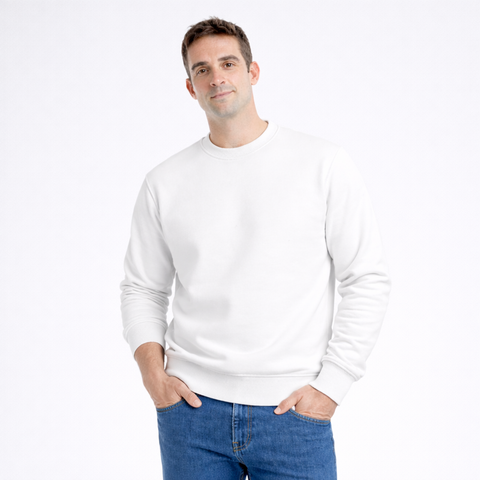 Erkek Basic Beyaz Sweatshirt