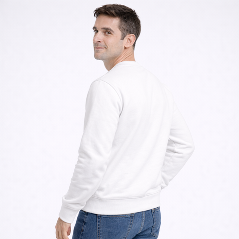 Erkek Basic Beyaz Sweatshirt