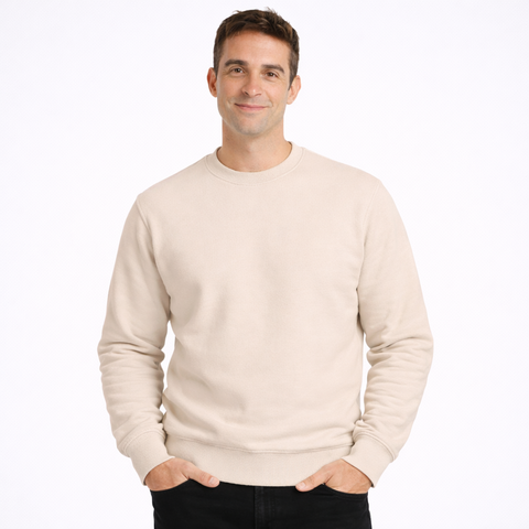 Erkek Basic Bej Sweatshirt