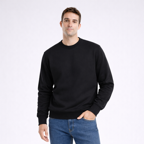Erkek Basic Siyah Sweatshirt
