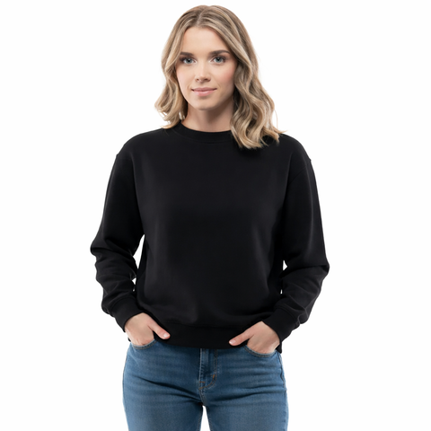Kadın Basic Siyah Sweatshirt